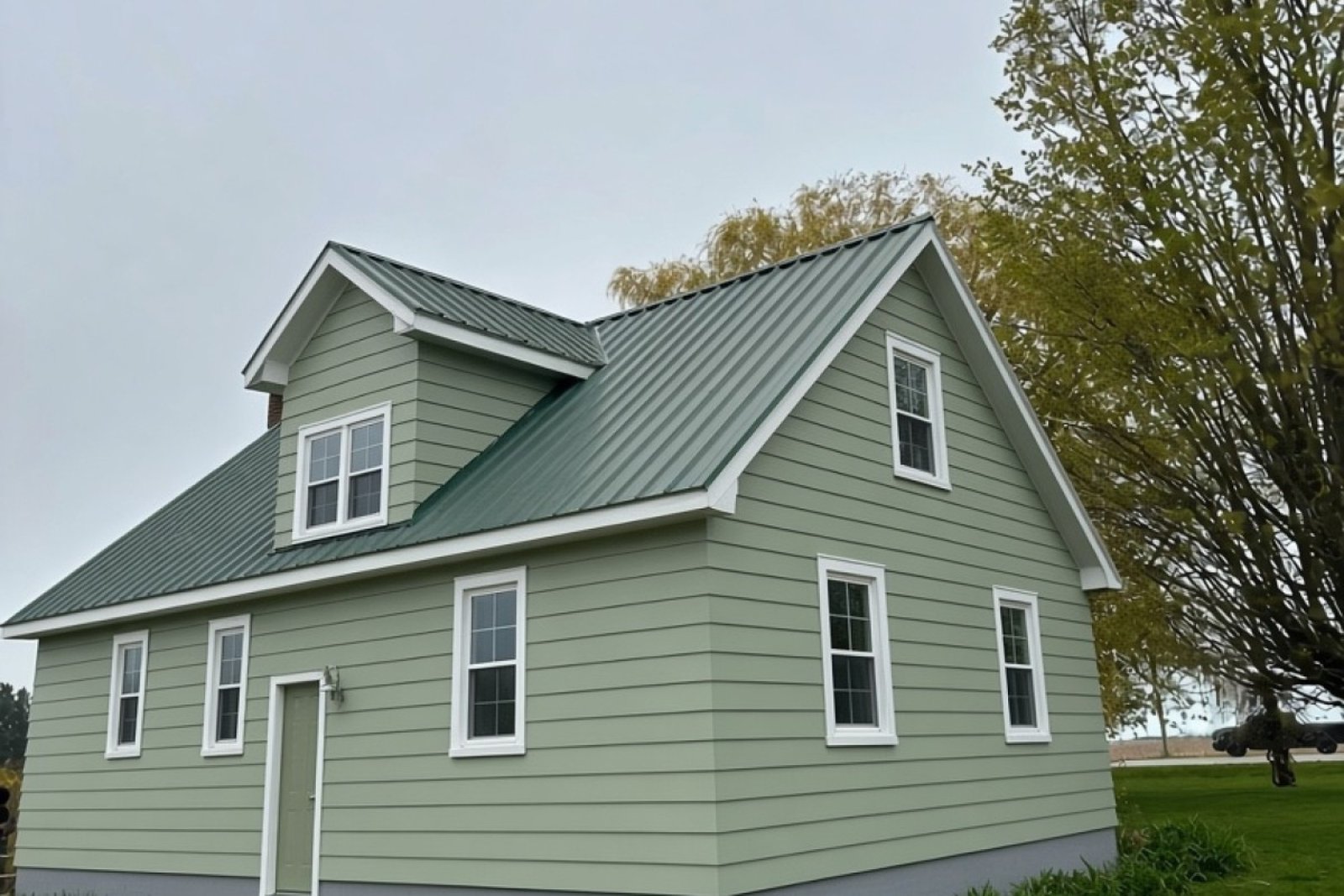 Farmhouse exterior after painting