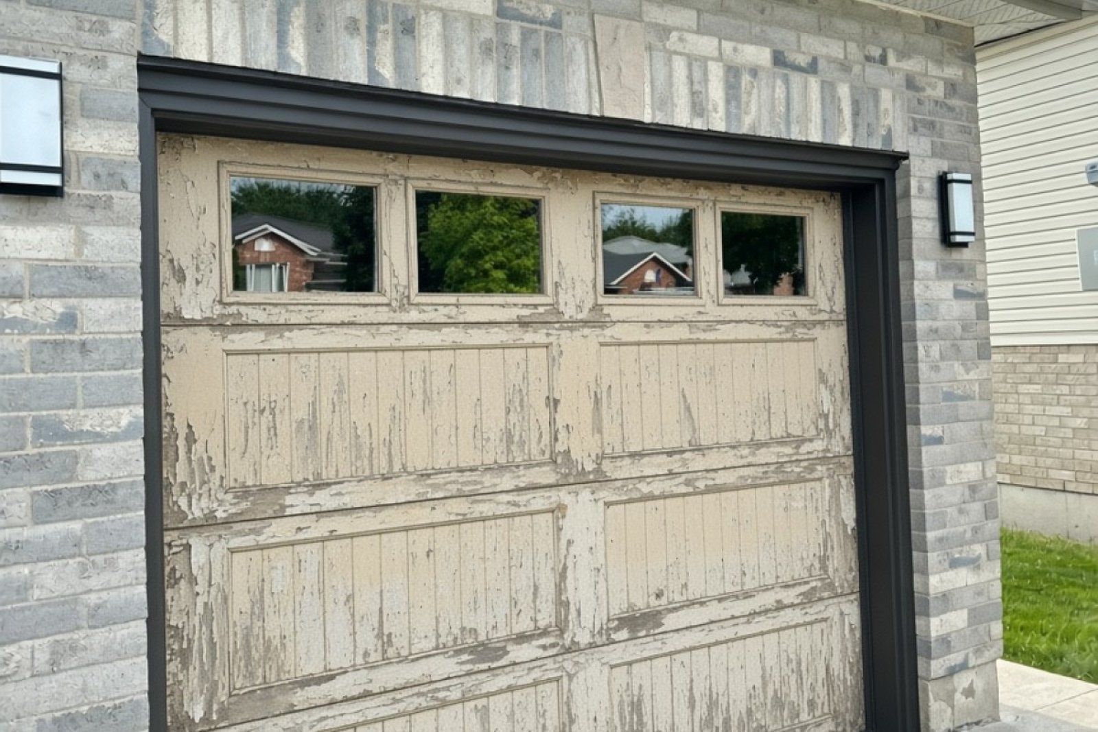 Garage door before painting