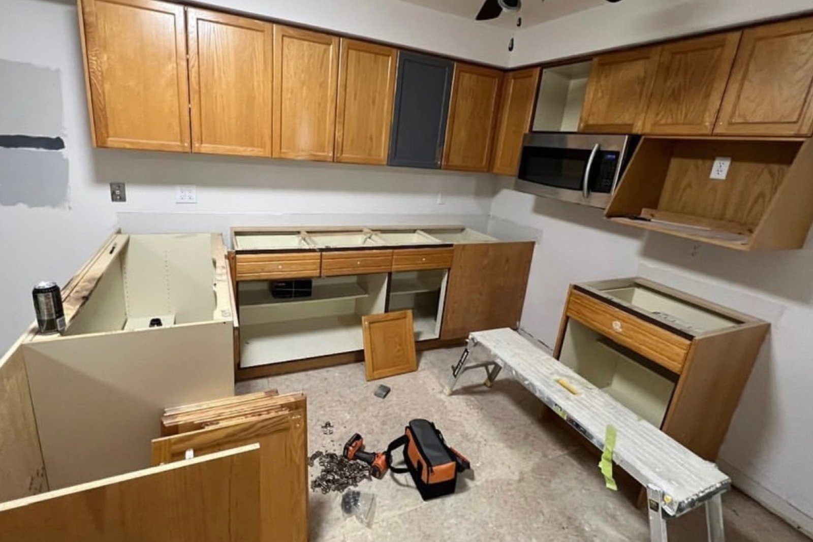 Kitchen cabinets before painting
